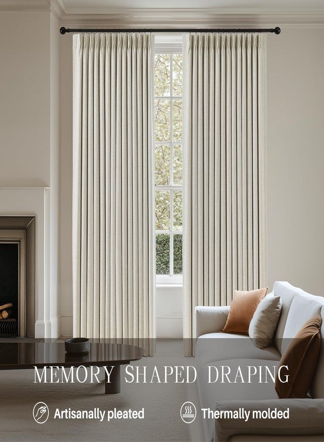 AUSSPVOCT Pinch Pleated Curtains 100% Blackout Linen Curtains 95 Inches Long for Bedroom Living Room, Natural Memory Trained Thermal Insulated Room Darkening Window Pleat Drapes with Hooks, 2 Panels, 40"Wx95"L - Image 3